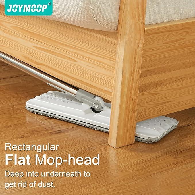 JOYMOOP Easy Clean and Self-Squeezing Microfiber Flat Mop and Bucket System, Mops for Floor Cleaning and Wall Cleaner, Hardwood, Tile, Laminate, Vinyl Floors, Smooth Walls, and Glass Windows