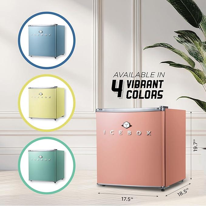 IBCR17BLS Compact, Energy Star Certified Small, Single Door Mini Fridge with Freezer Refrigerator, Standard (1.7 cu ft), Blush Red