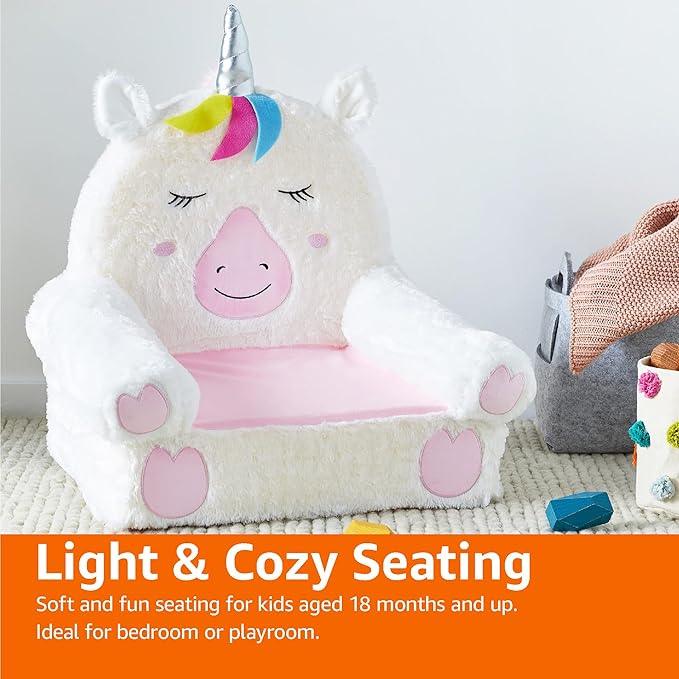 Amazon Basics Children's Plush Toddler Chair, Unicorn, Medium, Multicolor