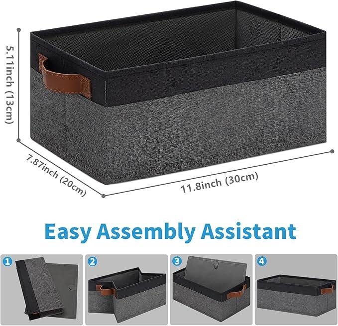 GhvyenntteS Small Fabric Storage Bins with Handles 6 Pack, 11.8