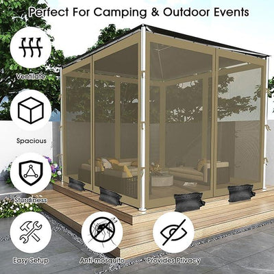 ShowyLive 10x10 Patio Umbrella Mosquito Netting with Zipper 4 Doors & 8 Weight Bag - Adjustable Polyester Mesh Bug Screen for Outdoor Umbrellas, Garden, Patio Tables (Green)