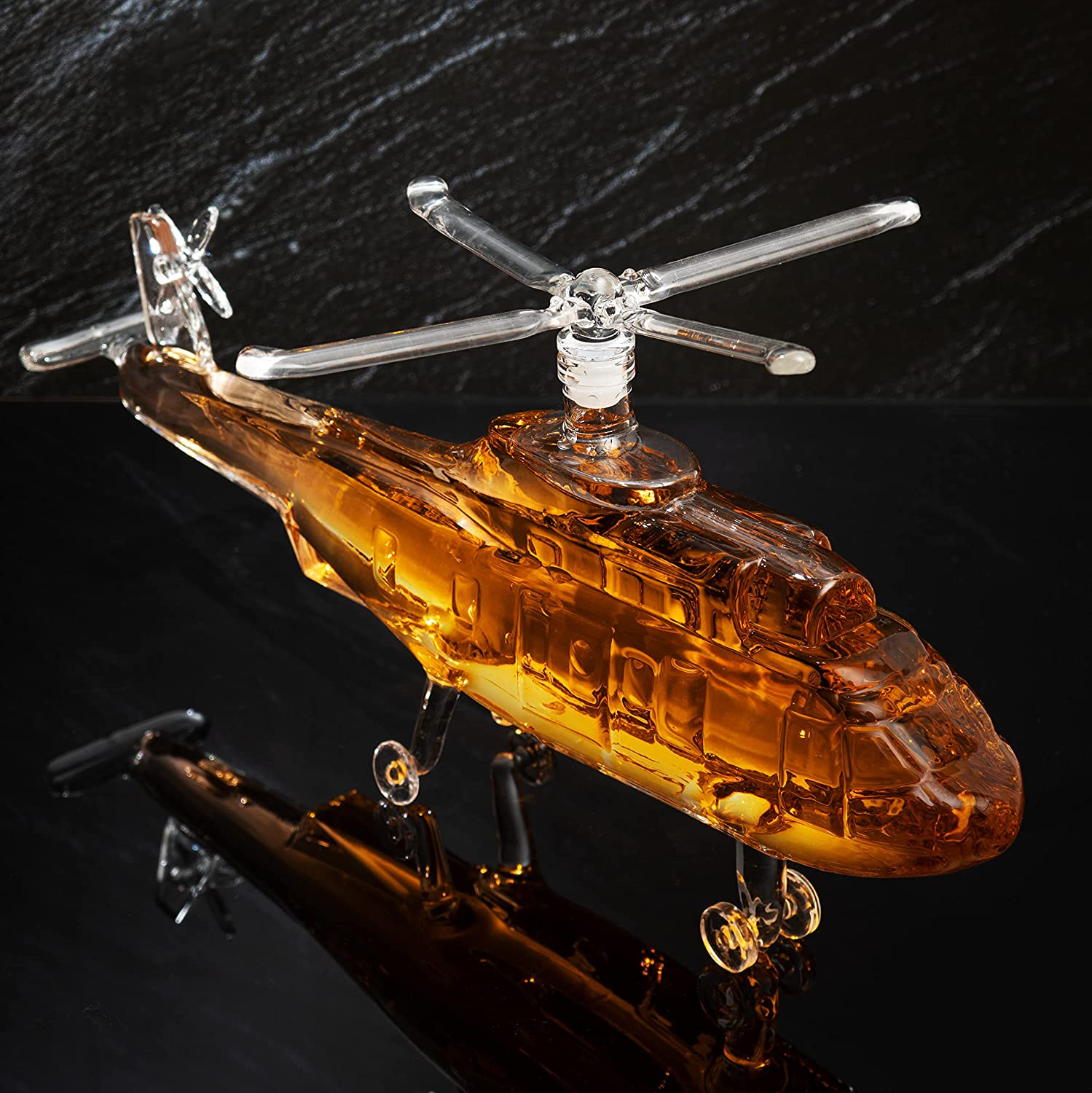 Helicopter Wine & Whiskey Decanter Black Hawk Chopper 8