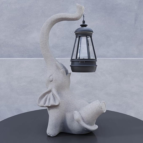 Solar Powered Outdoor Figurine Lights, 10 Inch Waterproof Animal Elephant Statue Light, Suitable for Decorations for Patio, Balcony, Lawn, Courtyard, Etc.(Face Upward)