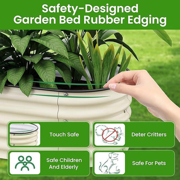 8 X 2 X 1.4Ft Raised Garden Beds Kits, Galvanized Raised Garden Beds Outdoor Planter Box for Vegetables, Gardening, Flowers, Fruits etc(Ivory)