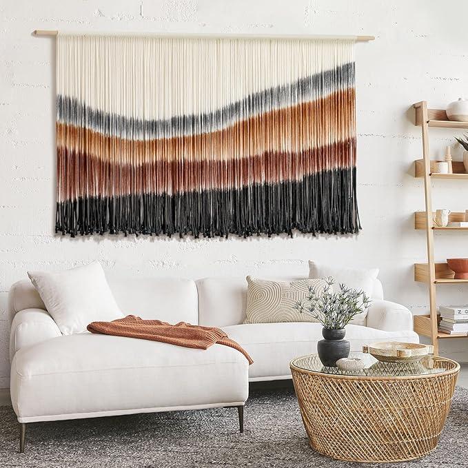 Flber Macrame Wall Hanging Macrame Wall Decor Large-Scale Tie-Dye Tapestry Living Home Room Wall Decor 57