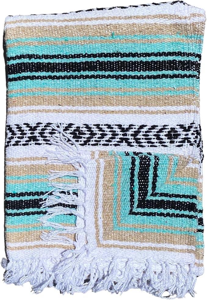 Del Mex Classic Mexican Blanket, Large Authentic Woven Falsa Throw (70
