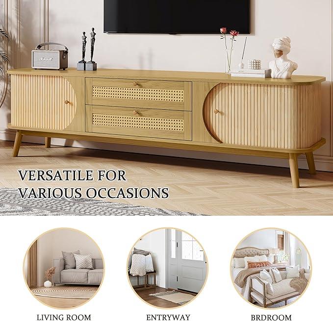Merax Modern Fluted TV Stand for 75