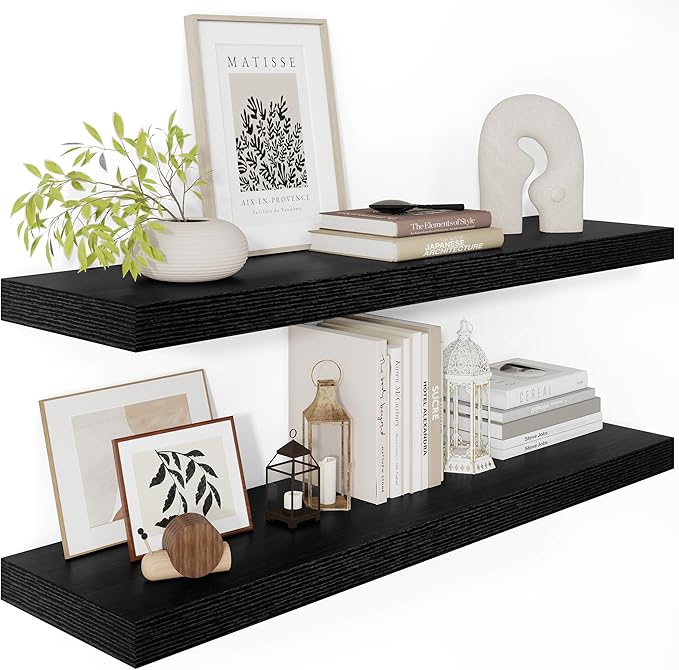 Black Floating Shelves for Wall 36 Inches Long, 12