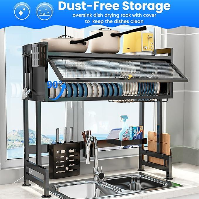 Dish Drying Rack, 3-Tier Over Sink Dish Drying Rack, 33.5