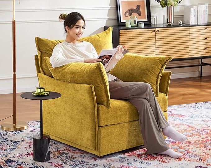 Oversized Accent Chair, Upholstered Modern Sofa Chair with Removable Backrest & Detachable Cover, 24.5