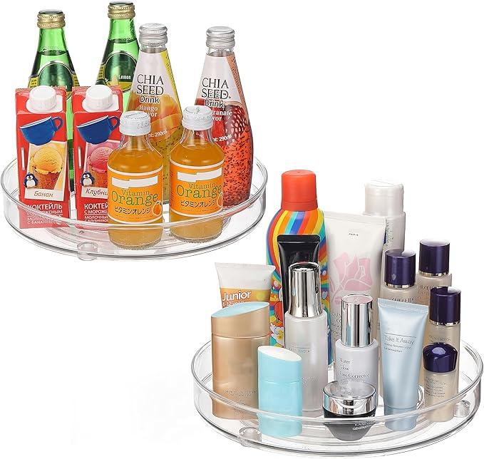 URALFA 2-Pack Lazy Susan Cabinet Organizer, Plastic Rotating Round Lazy Susan Turntable for Cabinet, Pantry, Countertop, Table, Fridge, 10.5 Inch