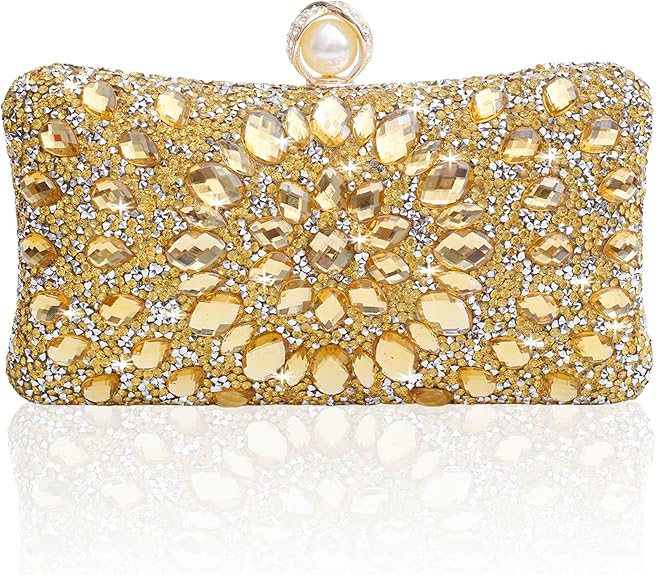 Sparkly Rhinestone Evening Clutch for Women - Luxury Handbag with Detachable Chain