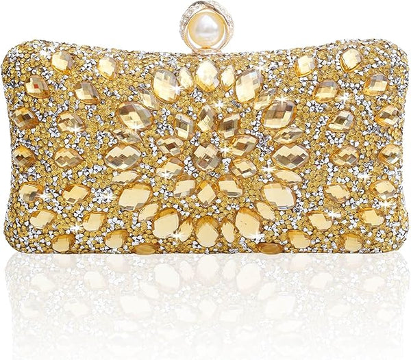 Sparkly Rhinestone Evening Clutch for Women - Luxury Handbag with Detachable Chain