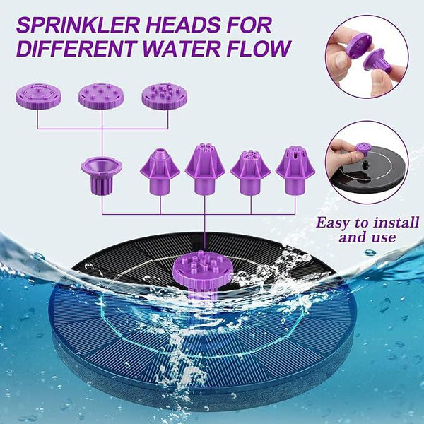 3.5W Solar Bird Bath Fountain Pump, Solar Powered Water Pump, Outdoor Water Fountain Pump with 8-in-1 Nozzles, 4 Fixed Pipes for Hummingbirds, Garden, Pool, Pond