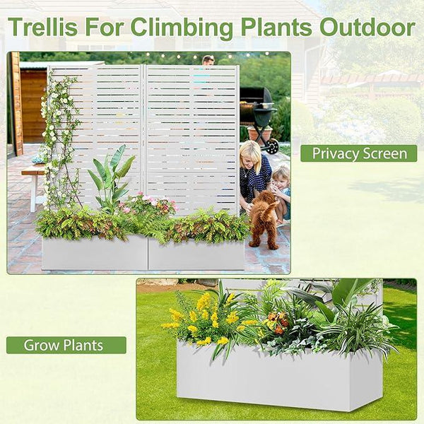 Trellis for Climbing Plants Outdoor，Mental Garden Bed with Drainage Holes Outdoor Privacy Screen Design Tall planters for herb Flower Vegetables 73