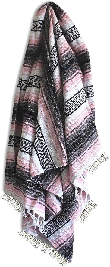 Del Mex Classic Mexican Blanket, Large Authentic Woven Falsa Throw (70