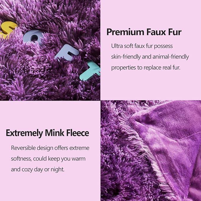 GONAAP Fuzzy Faux Fur Throw Blanket Queen Size Tie-dye Violet Purple Super Soft Cozy Plush Fuzzy Shaggy Blanket for Couch Sofa Bed (Tie-dye Violet Purple, Queen(90