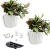 2 Pack Resin Wall Hanging Planter Pots Vertical Garden Living Wall Mount Window Hang Box Container Indoor Outdoor for Plants Flowers Kitchen Herbs Holder with Drainage Water Reservoir Decor White