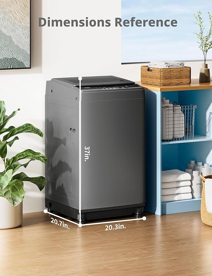 COMFEE’ 1.6 Cu.ft Portable Washing Machine, 11lbs Capacity Fully Automatic Compact Washer with Wheels, 6 Wash Programs Laundry Drain Pump, Ideal for Apartments, RV, Camping, Magnetic Gray