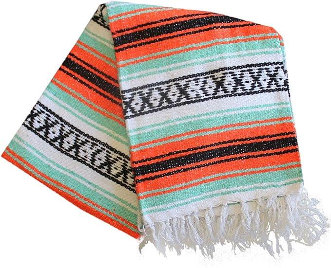 Del Mex Classic Mexican Blanket, Large Authentic Woven Falsa Throw (70