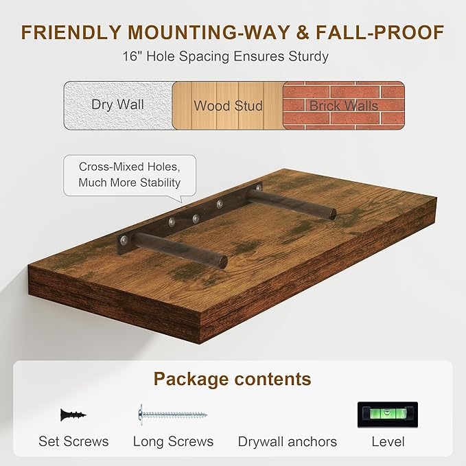 Floating Shelves, 8 Inch Deep Floating Shelves, 24
