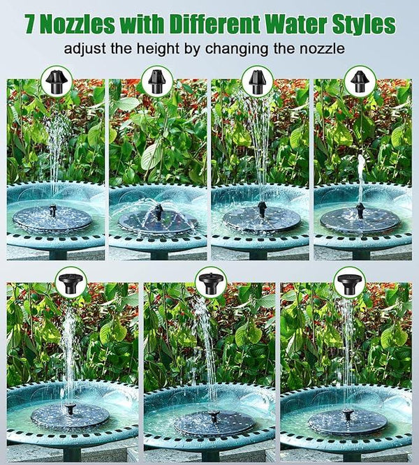 SZMP Solar Fountain Upgraded, 4W Bird Bath Fountain Pump with 7 Colors Lights, 7 Nozzle & 4 Fixer, 4000 Battery, Solar Water Fountain for Garden, Pool, Pond, Fish Tank