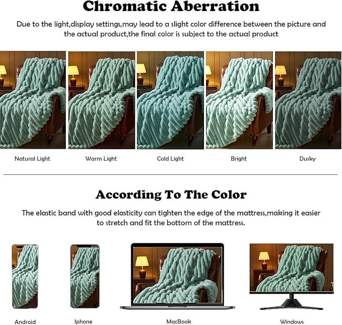 NEWCOSPLAY Faux Fur Twin Blanket New Sage Green 3D Ribbed Plush Thick Warm Blanket for Couch Sofa Bed 850GSM (New Sage Green Ribbed, Twin(60