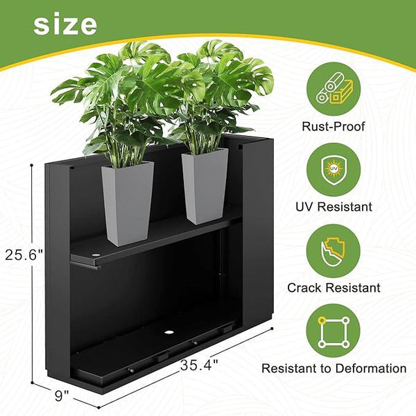 FENCY Metal Rectangular Planter Box Large Planters for Outdoor Plants, Rectangular Tall Planters for Outdoor Plants with Drainage Holes (35.4