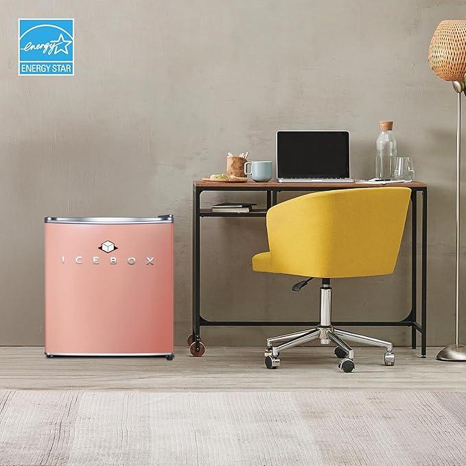 IBCR17BLS Compact, Energy Star Certified Small, Single Door Mini Fridge with Freezer Refrigerator, Standard (1.7 cu ft), Blush Red