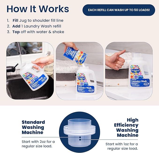 Laundry Detergent for Sensitive Skin | Gentle & Safe for Baby Clothes | Plant-Based | 3 Pack Refill Powder| Easy to Dissolve to Create a Liquid| Signature Wash Scented (150 Loads)