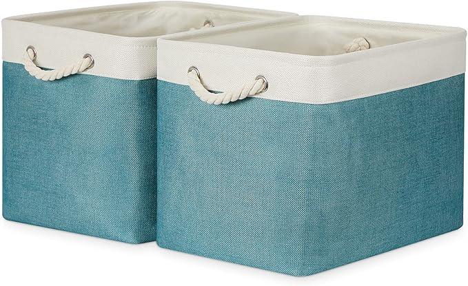 Bidtakay Foldable Storage Bins Set of 2 Tall Cloth Baskets 16