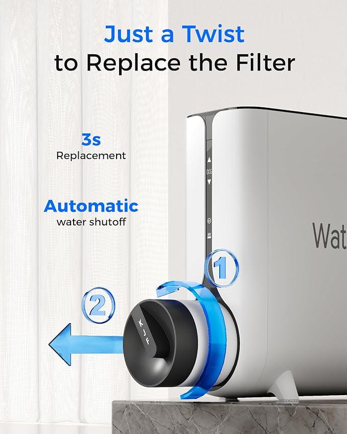 Waterdrop Reverse Osmosis System, Instant Hot Water Dispenser, 600 GPD, Reduce PFAS, Tankless, 2:1 Pure to Drain, Under Sink, TDS Reduction, Smart LED Faucet, Hot and Cold Water Dispenser Faucet