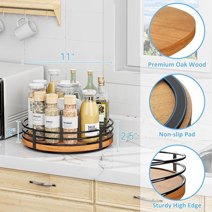 Wood Lazy Susan Turntable Organizer - 11
