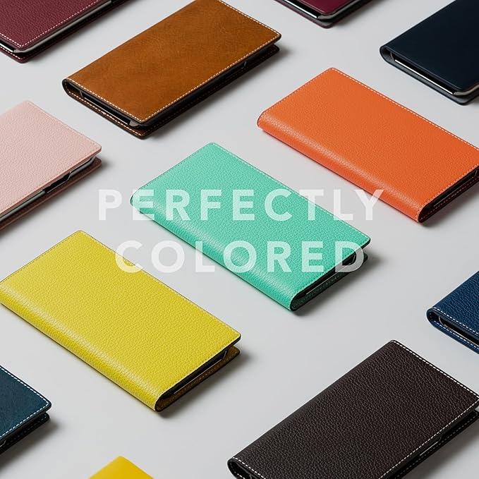 D8 Neon Full Grain Leather Wallet Case for iPhone 15 Pro - [2-in-1] Handcrafted Detachable Diary Style with Magnetic MagSafe Back Cover, Gift Box Included (Coral)