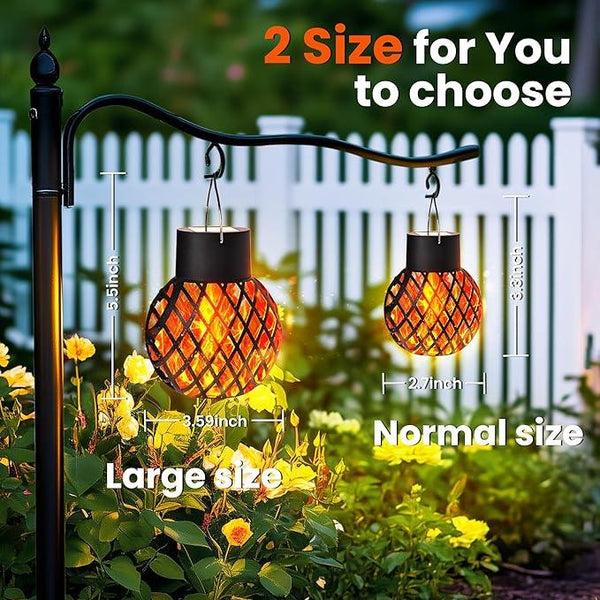 GIGALUMI Solar Lights Outdoor Waterproof,4 Pack Solar Hanging Lights with Flickering Flame,Outdoor Solar Lights for Yard,Patio,Tree,Camping,Christmas Decoration,New Upgraded Larger Lanterns