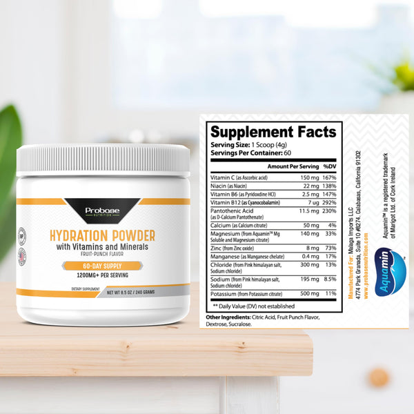 Probase Nutrition Hydration Powder - Fruit Punch Flavor 240 Grams