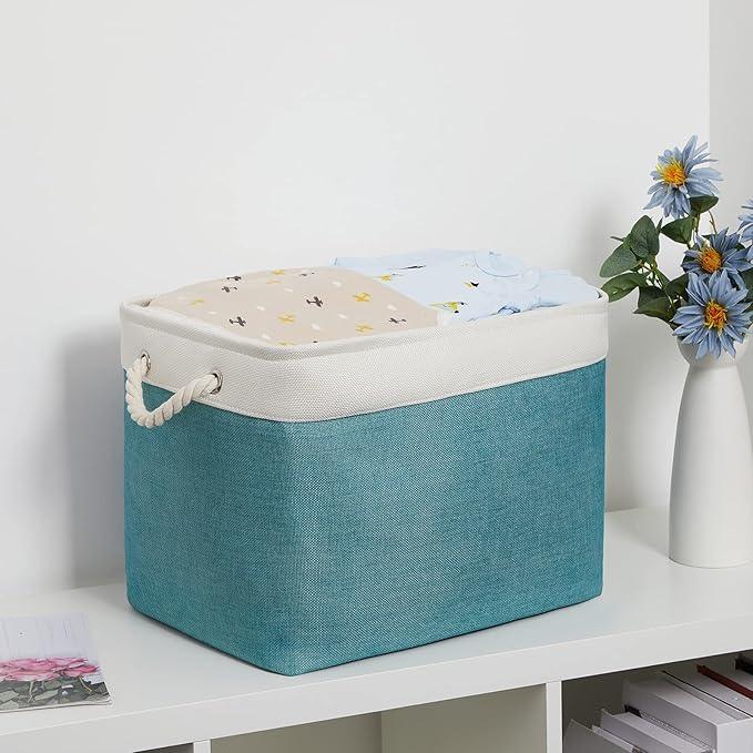 Bidtakay Foldable Storage Bins Set of 2 Tall Cloth Baskets 16