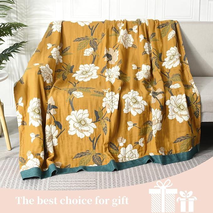 Boho Throw Blanket for Bed - 100% Pure Cotton Ultra Soft Rustic Quilt - Farmhouse Decor Bed Blankets, All Season Rustic Throw for Sofa Couch Chair(60