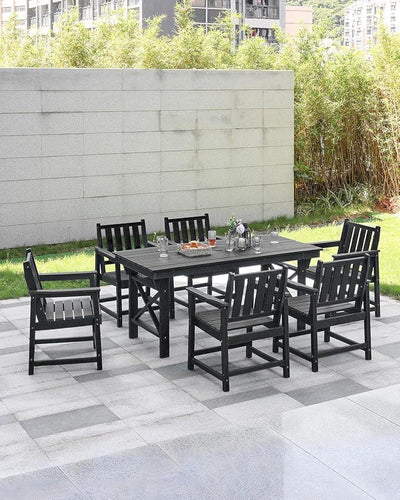 Patio Dining Chair Set of 2, HDPE Outdoor Dining Chair, Ergonomic HDPE Dining Chairs with Deep Seating, All Weather Outdoor Chairs Furniture for Backyard, Deck, Garden, Poolside, Obsidian