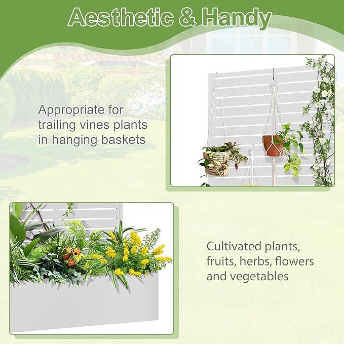 Trellis for Climbing Plants Outdoor，Mental Garden Bed with Drainage Holes Outdoor Privacy Screen Design Tall planters for herb Flower Vegetables 73