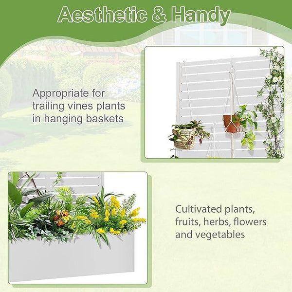 Trellis for Climbing Plants Outdoor，Mental Garden Bed with Drainage Holes Outdoor Privacy Screen Design Tall planters for herb Flower Vegetables 73