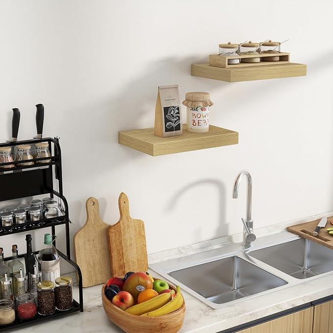 Fun Memories Floating Shelves for Wall - 10 x 16 Floating Shelf - Rustic Wood Storage Shelf - Wall Shelves with Invisible Bracket - 16