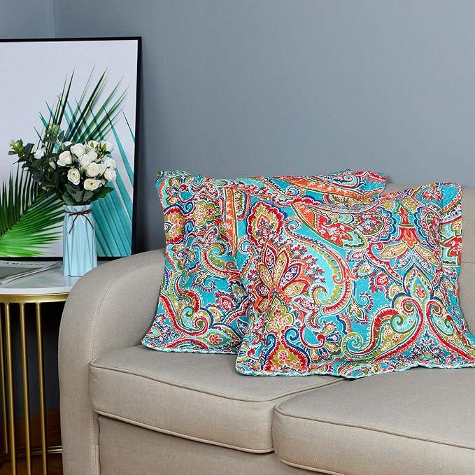 NEWLAKE European Gorgeous Floral Style Cotton Throw Pillow Covers (2 Pieces, 18X18 Inch)