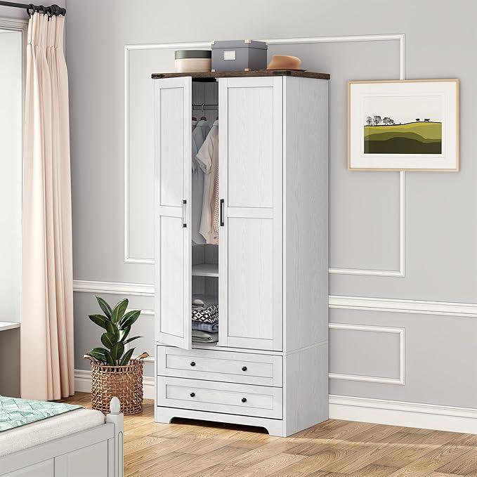 Brafab Armoire Wardrobe Closet with 2 Modern Doors, 71