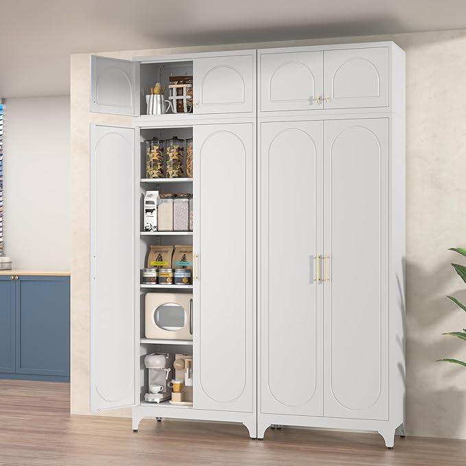 Wall Cabinet with Doors, Small Hanging Cabinet for Kitchen Pantry, Metal Overhead Cabinets for Dining, Living Room, Bathroom, 16