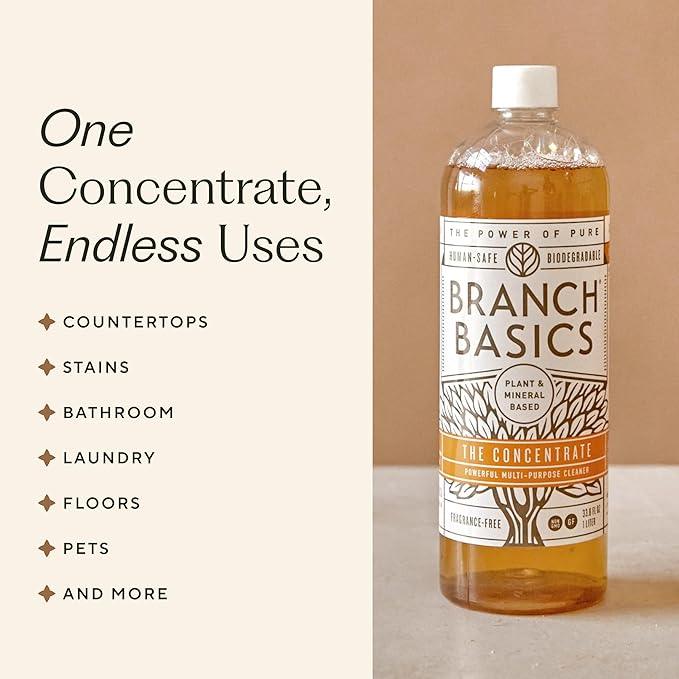 Branch Basics Premium Starter Kit in Glass: All Purpose Cleaner, Glass Cleaner, Bathroom Cleaner, Wash Bottle, and Laundry Bottle (3 Glass Spray Bottles + Concentrate) Fragrance-Free