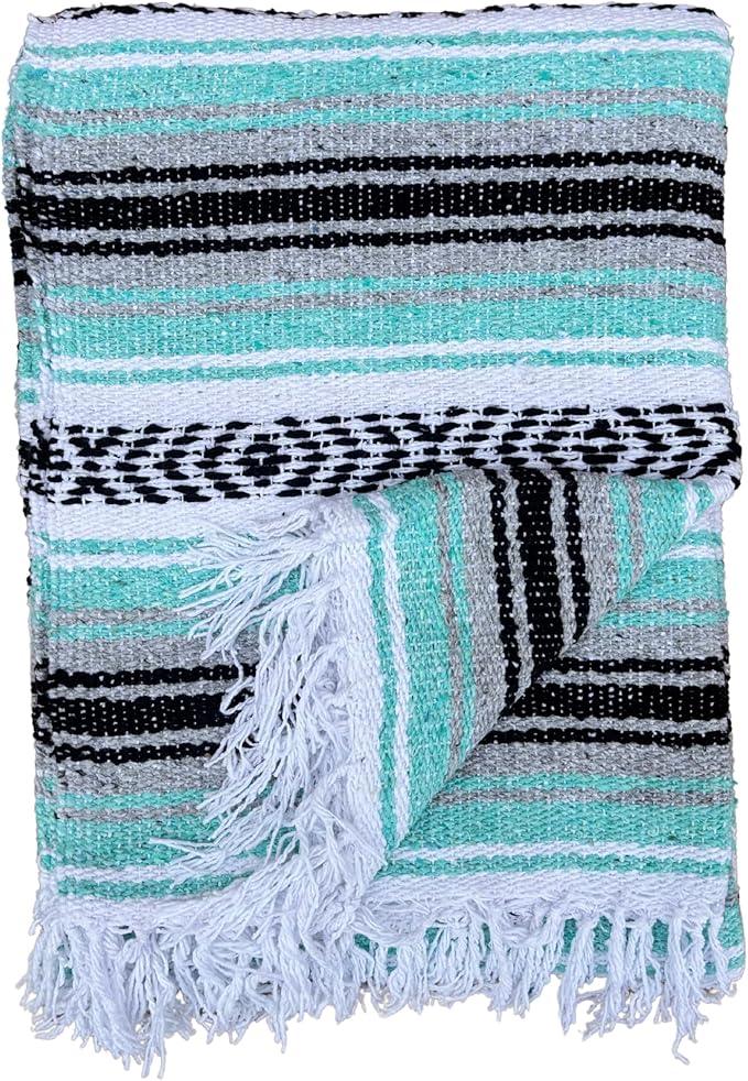 Del Mex Classic Mexican Blanket, Large Authentic Woven Falsa Throw (70