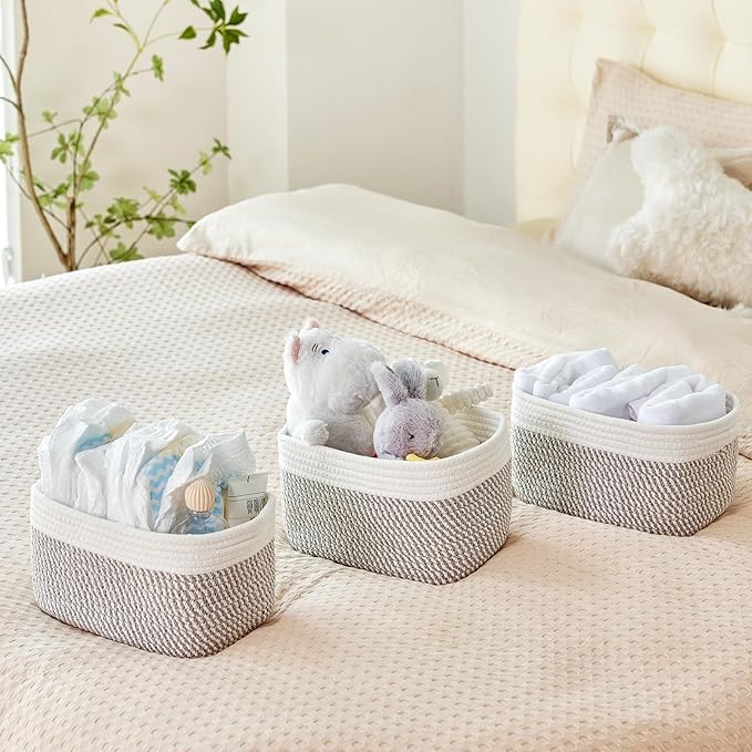 Small Cotton Rope Storage Basket Set of 3-11