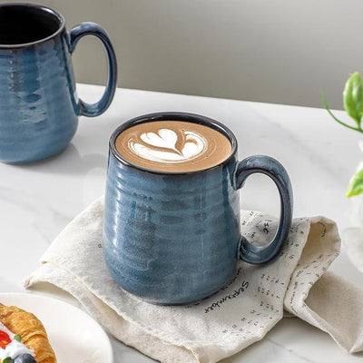 Hasense Coffee Mug Set of 4, 12 Ounce Ceramic Coffee Cups with Handle, Large Mug Set for Coffee, Tea, Chocolate, Modern Mug Gift for Men and women, Dishwasher & Microwave Safe(Blue)
