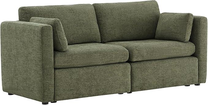CHITA Small Modular Sectional Fabric Sofa Set, Extra Comfty Loveseat Cloud Couch, FSC Certified Modular Sectional Couch for Living Room, 78 inch Width,2 Seat Modular Sofa, Moss Green